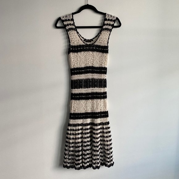 BCBG MAXAZRIA Black & White Knit Dress - Picture 1 of 6